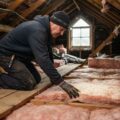 Håndværker tjekker isoleringsmateriale på loftet før efterisolering