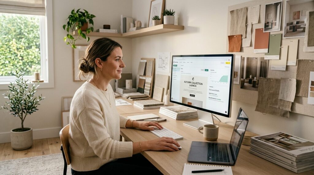 Contemporary home office setup for interior lifestyle entrep